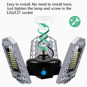 60W LED Industrial Mining Light Water-resistant Light Sensor Folding Tri-Leaf Garage Lamp(Warm White Light)