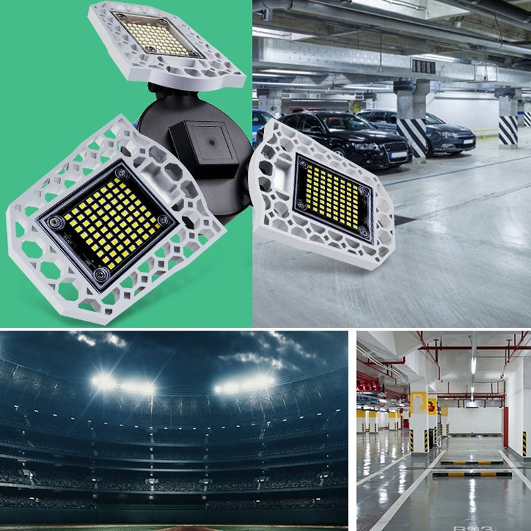 60W LED Industrial Mining Light Water-resistant Light Sensor Folding Tri-Leaf Garage Lamp(Warm White Light)