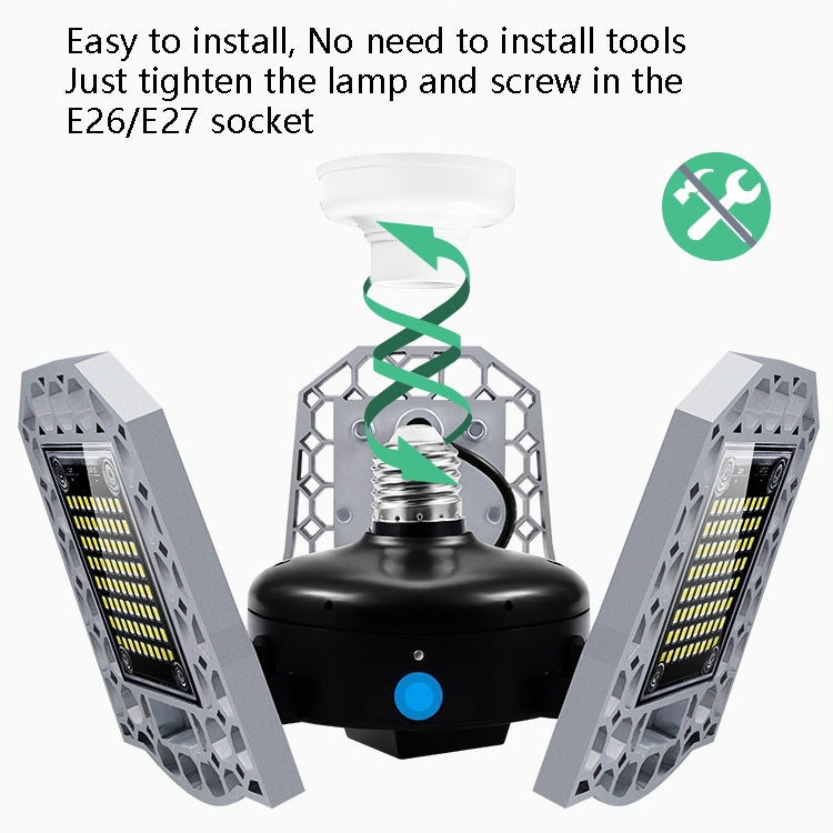 80W LED Industrial Mining Light Waterproof Light Sensor Folding Tri-Leaf Garage Lamp(Warm White Light) - Special Engineering Lighting by PMc TechLife | Online Shopping South Africa | PMc TechLife | Buy Now Pay Later Mobicred