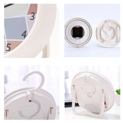 Round Water-resistant Wall Clock Kitchen And Bathroom Desktop Clock Ornaments(White)