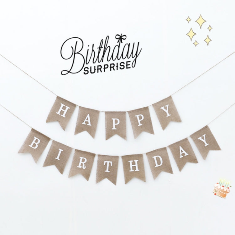 2 PCS Swallowtail Burlap First Birthday Flags Mori Series Party Flags Specification: Burlap Triangle Flag - Holiday Decorations by PMC TechLife | Online Shopping South Africa | PMC TechLife