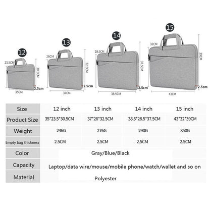 BUBM FMBX Laptop Liner Bag Business Computer Bag Large-Capacity Computer Handbag, Size: 11/12 inch(Gray) - 12.1 inch by BUBM | Online Shopping South Africa | PMC Jewellery | Buy Now Pay Later Mobicred