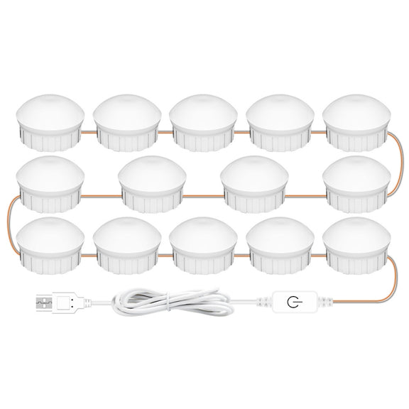 14 LEDs Mirror Front Light Dimmable Makeup Mirror USB Touch Control Light(White Light)