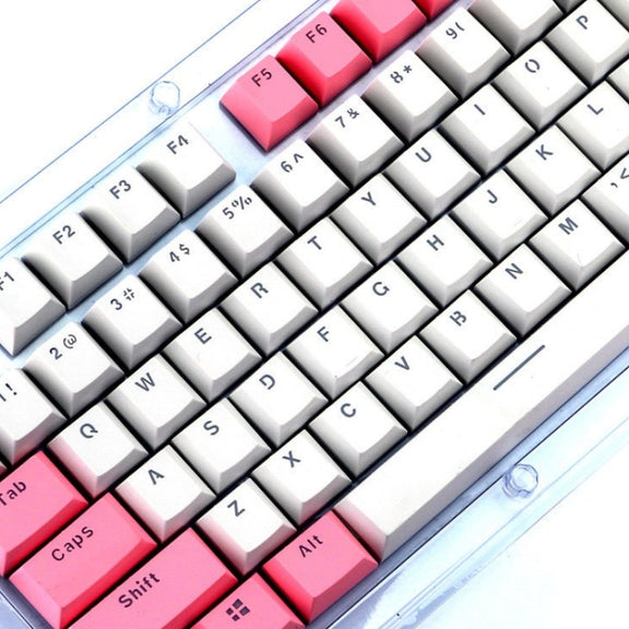 104-Keys Two-Color Mold Transparent PBT Keycap Mechanical Keyboard(Pink White)