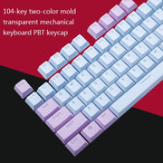 104-Keys Two-Color Mold Transparent PBT Keycap Mechanical Keyboard(Pink White)