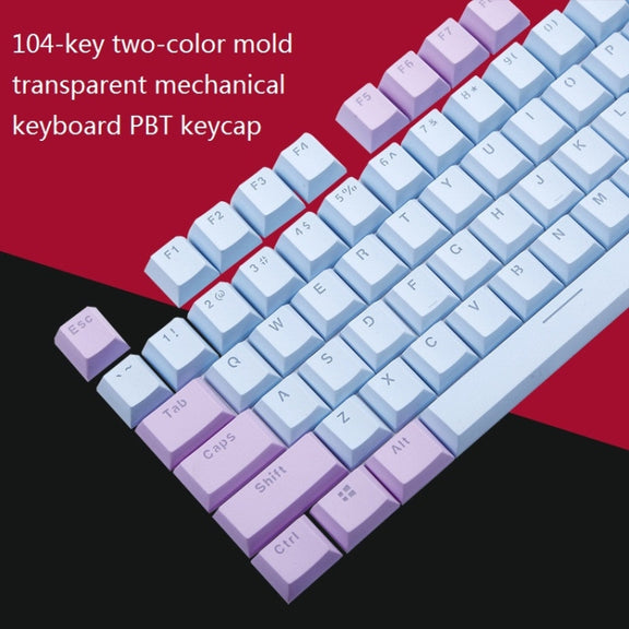 104-Keys Two-Color Mold Transparent PBT Keycap Mechanical Keyboard(Pink White)
