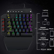 K700 44 Keys RGB Luminous Switchable Axis Gaming One-Handed Keyboard, Cable Length: 1m(Red Shaft)
