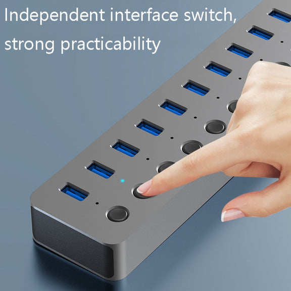 Blueendless USB Splitter Aluminum Alloy QC Fast Charge Expander, Number of interfaces: 7-port (12V2A Power)