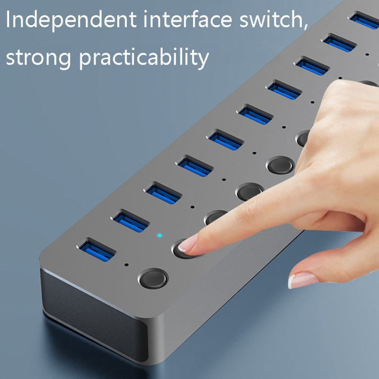 Blueendless USB Splitter Aluminum Alloy QC Fast Charge Expander, Number of interfaces: 7-port (12V2A Power)