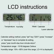 13 Inch Dual-screen LED Display Wall Clock Living Room Temperature And Humidity Calendar Multi-function Clock(Black)