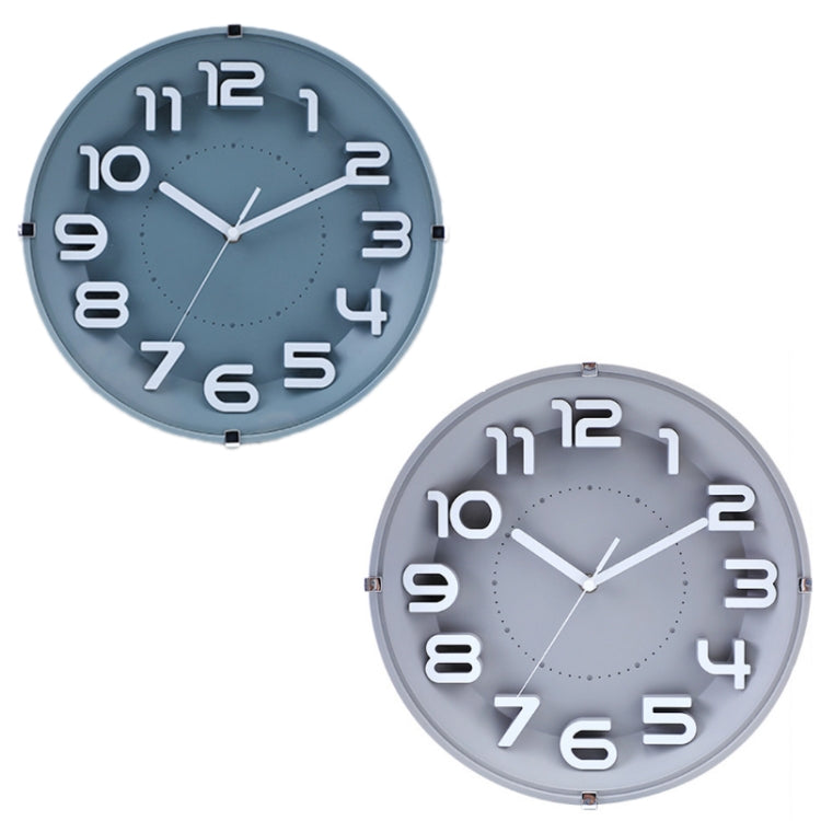 12 Inch Living Room Silent Wall Clock Round Stereo 3D Digital Wall Clock(Ink Green)