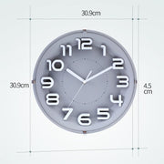 12 Inch Living Room Silent Wall Clock Round Stereo 3D Digital Wall Clock(Ink Green)