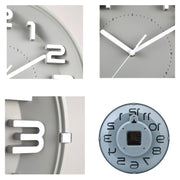 12 Inch Living Room Silent Wall Clock Round Stereo 3D Digital Wall Clock(Gray)