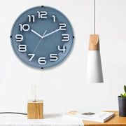 12 Inch Living Room Silent Wall Clock Round Stereo 3D Digital Wall Clock(Gray)
