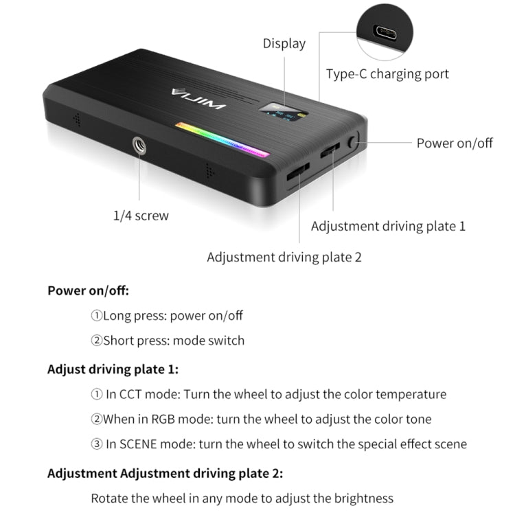 Ulanzi VIJIM VL196 Pocket Portable Full Color RGB Fill Light Hand-Held Photography Live Light - free shipping - PMC Jewellery - Order now!