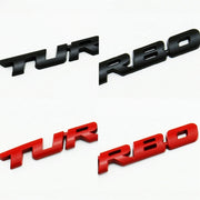 8 PCS Car Alloy Modified Turbocharged TURBO Metal Car Sticker Sports Body Sticker Car Tail Label Side Decoration Sticker, Model: Large 12 X 1.4cm(Black)