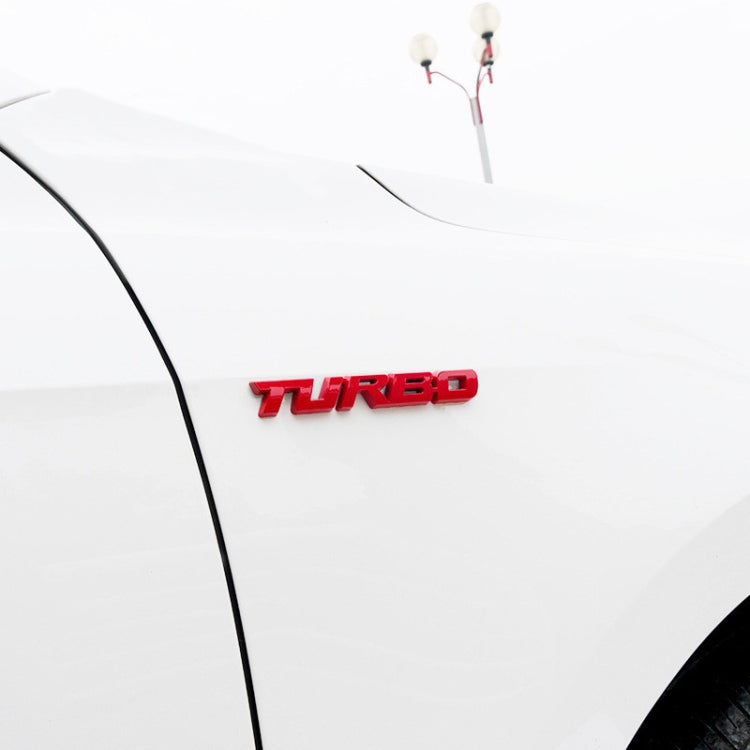 8 PCS Car Alloy Modified Turbocharged TURBO Metal Car Sticker Sports Body Sticker Car Tail Label Side Decoration Sticker, Model: Large 12 X 1.4cm(Black)