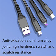 2 PCS ZZ034 USB To 8 Pin + USB-C / Type-C + Micro USB 3 In 1 Fast Charging Cable, Style: 5A Super Fast-Black