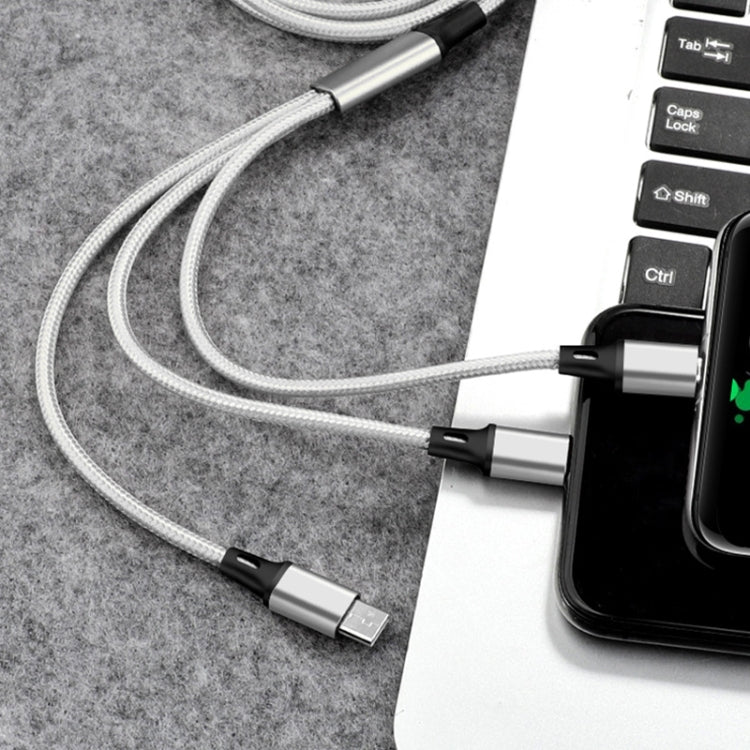 2 PCS ZZ034 USB To 8 Pin + USB-C / Type-C + Micro USB 3 In 1 Fast Charging Cable, Style: Mini-Red - Multifunction Cable by PMC Jewellery | Online Shopping South Africa | PMC Jewellery | Buy Now Pay Later Mobicred