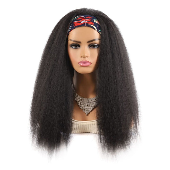 Turban Headband Corn Beard Long Hair Wig Headgear, Color Classification: Flowers 1B # E