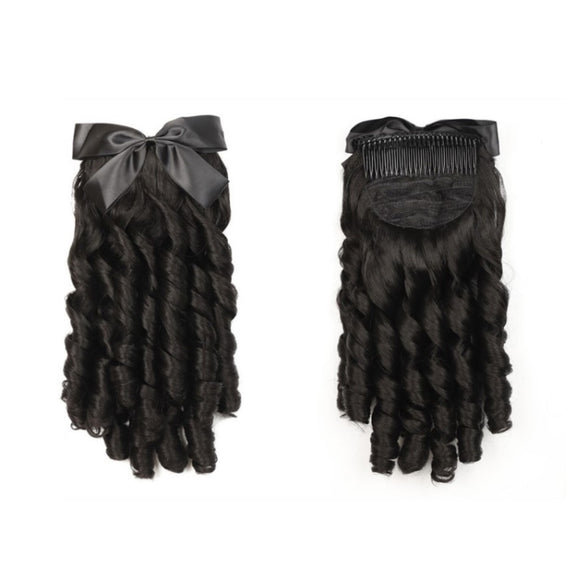 Princess Curly Ponytail Wig Costume Film And Television Retro Prom Comb Ponytail Curly Hair(Natural Black)