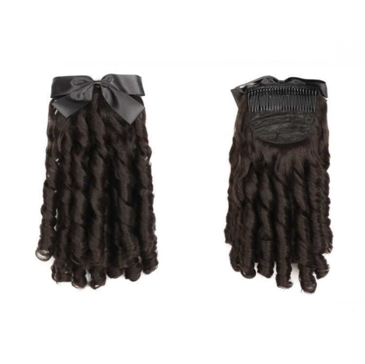 Princess Curly Ponytail Wig Costume Film And Television Retro Prom Comb Ponytail Curly Hair(Brownish Black)
