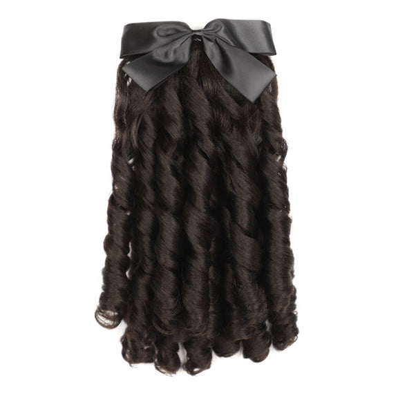 Princess Curly Ponytail Wig Costume Film And Television Retro Prom Comb Ponytail Curly Hair(Brownish Black)