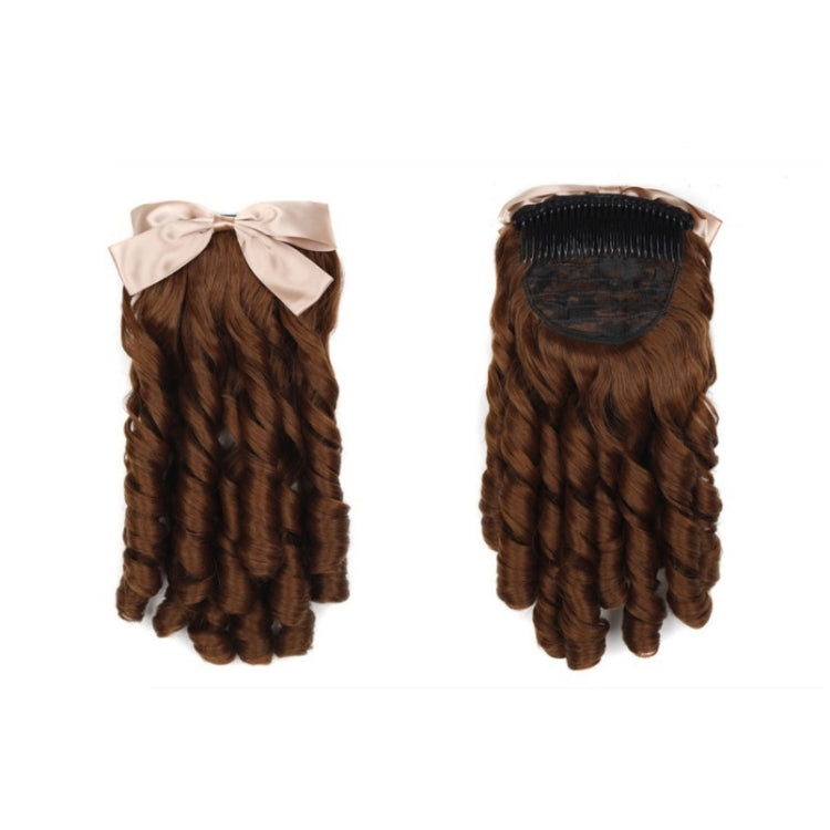 Princess Curly Ponytail Wig Costume Film And Television Retro Prom Comb Ponytail Curly Hair(Light Brown)