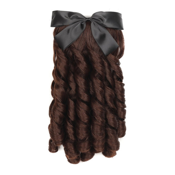 Princess Curly Ponytail Wig Costume Film And Television Retro Prom Comb Ponytail Curly Hair(Dark Brown)