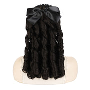 Princess Curly Ponytail Wig Costume Film And Television Retro Prom Comb Ponytail Curly Hair(Dark Brown)