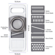 Multi-Function Slicker Kitchen Gadget Potato Slice Grater, Colour: Six Knives Gray