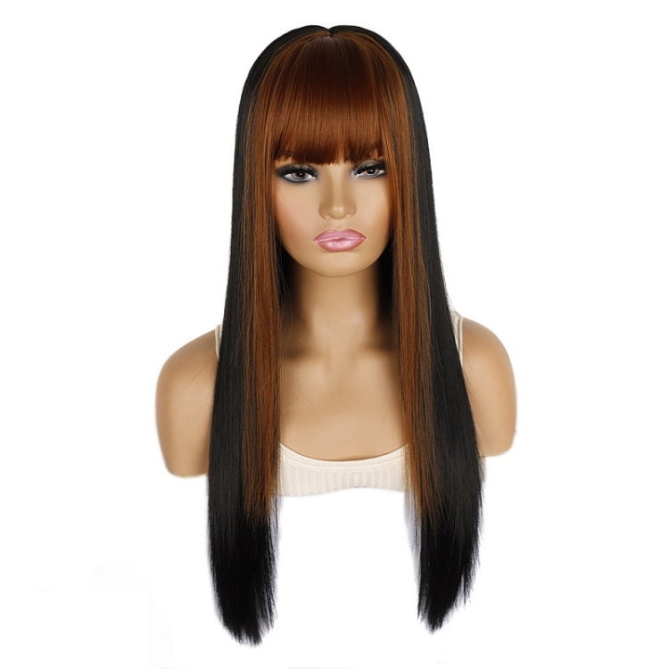 Color Bleaching And Dyeing Double Sideburns With Bangs Long Straight Hip-Hop Wig(Coffee Bleaching Black) - free shipping - PMC TechLife - Order now!