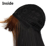 Color Bleaching And Dyeing Double Sideburns With Bangs Long Straight Hip-Hop Wig(Red Bleaching Black)