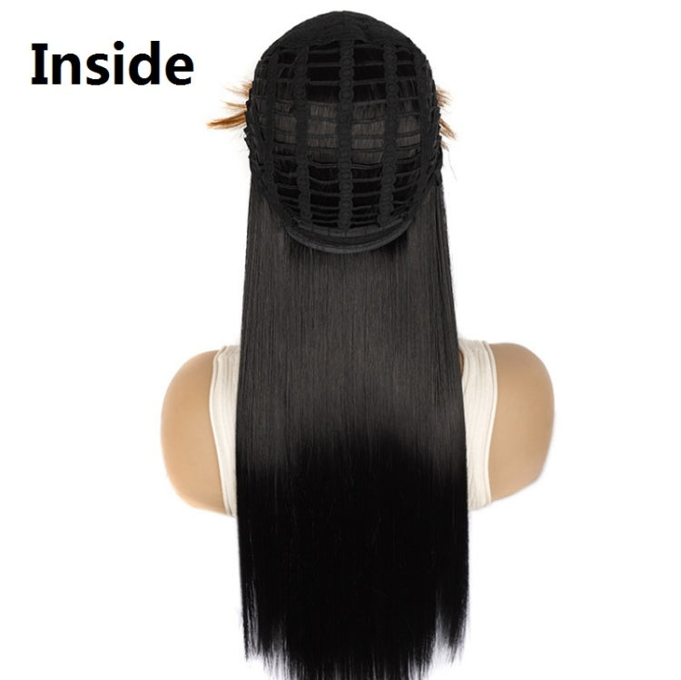 Color Bleaching And Dyeing Double Sideburns With Bangs Long Straight Hip-Hop Wig(Violet Bleaching Black)