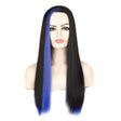 Fashion Medium Haircut Side Bangs Highlight Color Long Straight Wig(Black Royal Blue) - free shipping - PMC TechLife - Order now!
