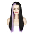 Fashion Medium Haircut Side Bangs Highlight Color Long Straight Wig(Black Light Purple) - free shipping - PMC TechLife - Order now!