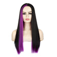 Fashion Medium Haircut Side Bangs Highlight Color Long Straight Wig(Black Volet) - free shipping - PMC TechLife - Order now!