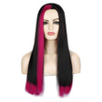 Fashion Medium Haircut Side Bangs Highlight Color Long Straight Wig(Black Rose Red) - free shipping - PMC TechLife - Order now!