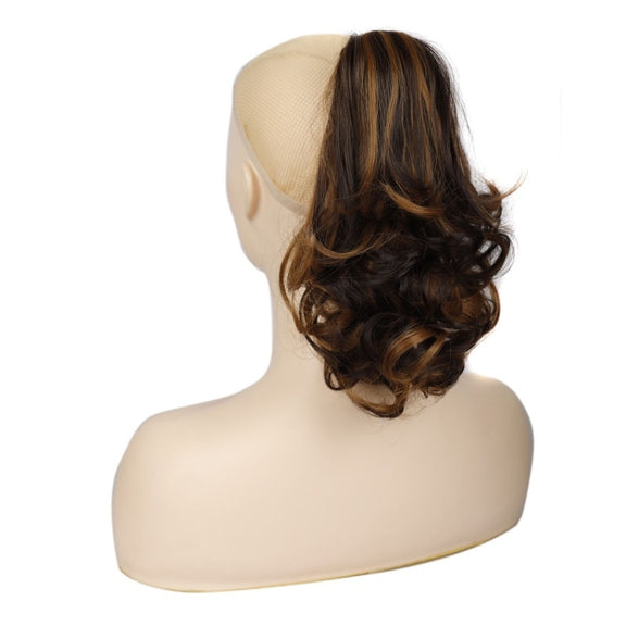 Women Curly Hair Short Ponytail Wig With Shark Clip(12H24 #)