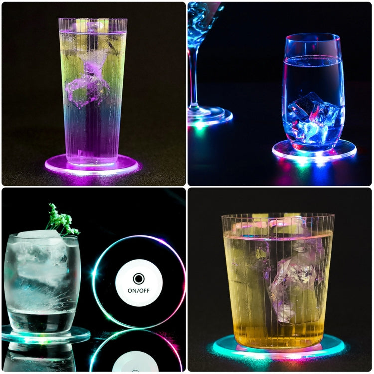 LED Flashing Coaster Bar KTV Cocktail Base Light Luminous Coaster(Round Color Light)