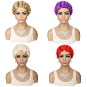 Ladies Short Hair Wig Retro Water Wave Curly Wig(Red #)