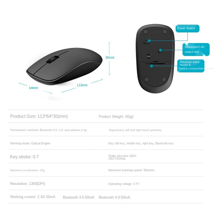 Rapoo M200G 1300 DPI 3 Keys Silent Wireless Mouse(Blue) - free shipping - PMC Jewellery - Order now!