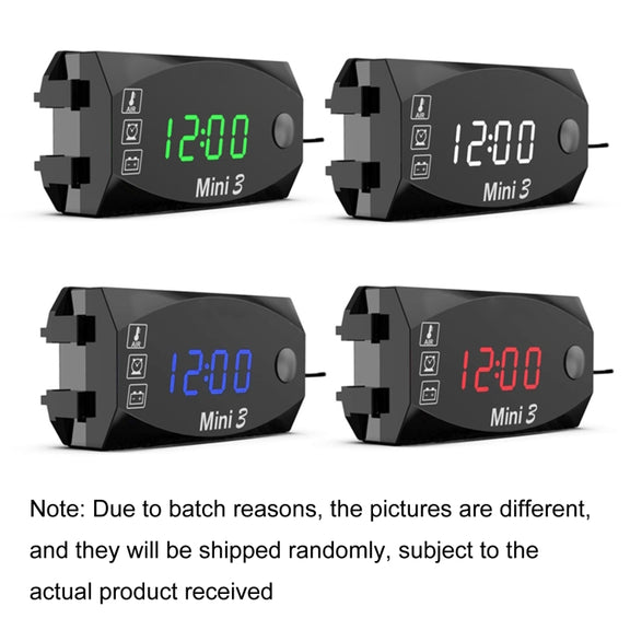 Voltage Clock And Temperature 3 In 1 LED Electronic Meter Large-Screen Digital Display Water-resistant And Dustproof Voltmeter(Blue Light)