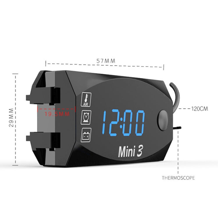 Voltage Clock And Temperature 3 In 1 LED Electronic Meter Large-Screen Digital Display Water-resistant And Dustproof Voltmeter(Blue Light)