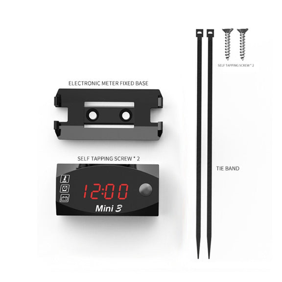 Voltage Clock And Temperature 3 In 1 LED Electronic Meter Large-Screen Digital Display Water-resistant And Dustproof Voltmeter(Blue Light)