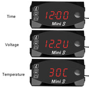 Voltage Clock And Temperature 3 In 1 LED Electronic Meter Large-Screen Digital Display Water-resistant And Dustproof Voltmeter(Blue Light)
