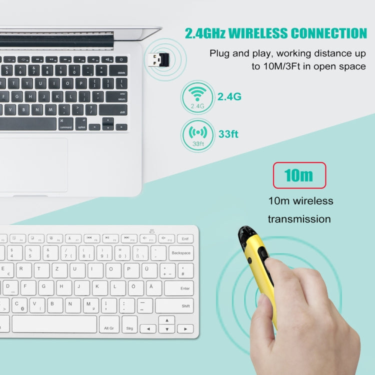 PR-A19 2.4GHz Wireless Charging Bluetooth Mouse Pen Type Shining Quiet Mouse(Yellow)
