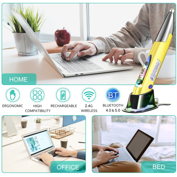 PR-A19 2.4GHz Wireless Charging Bluetooth Mouse Pen Type Shining Quiet Mouse(Purple)