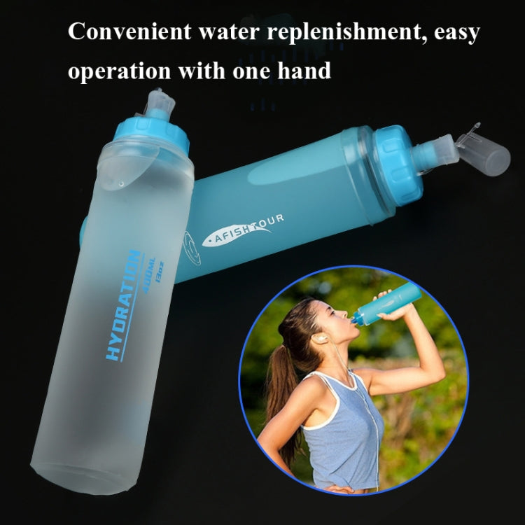 AFISHTOUR TPU Outdoor Sports Soft Water Bag Marathon Water Bottle Folding Water Bag, Capacity: 400ml (Blue) - free shipping - PMC Jewellery - Order now!