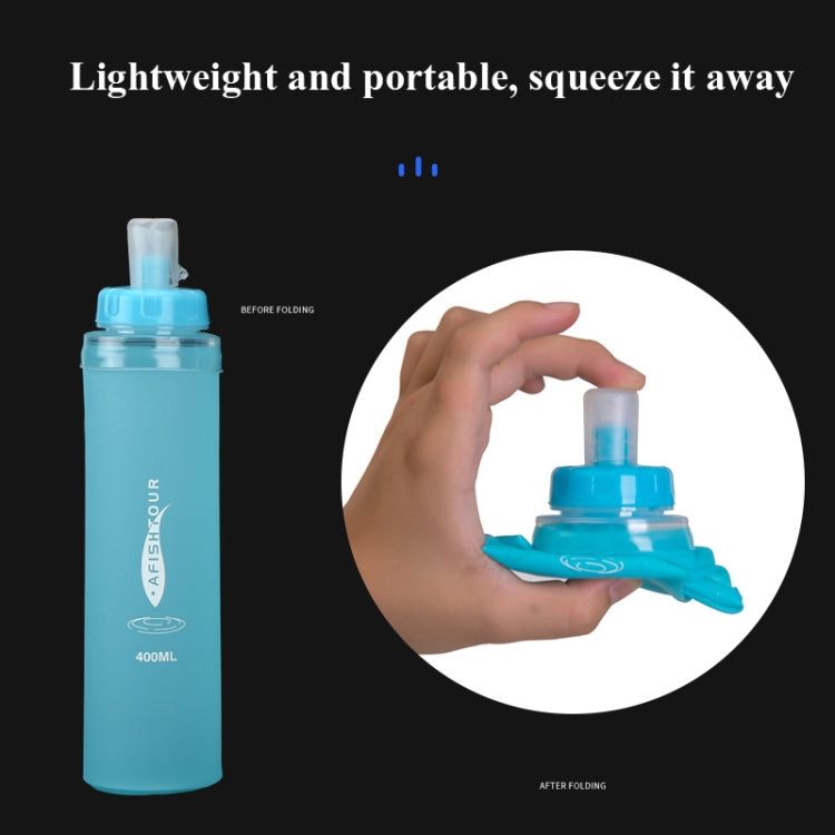 AFISHTOUR TPU Outdoor Sports Soft Water Bag Marathon Water Bottle Folding Water Bag, Capacity: 400ml (Blue) - free shipping - PMC Jewellery - Order now!